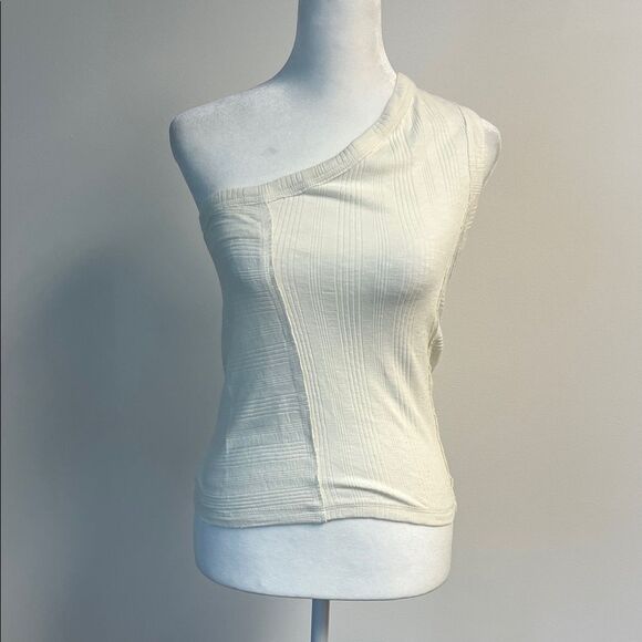 Anthropologie Tops - Anthropologie x Pilcro Ivory Banded One-Shoulder Knit Top M